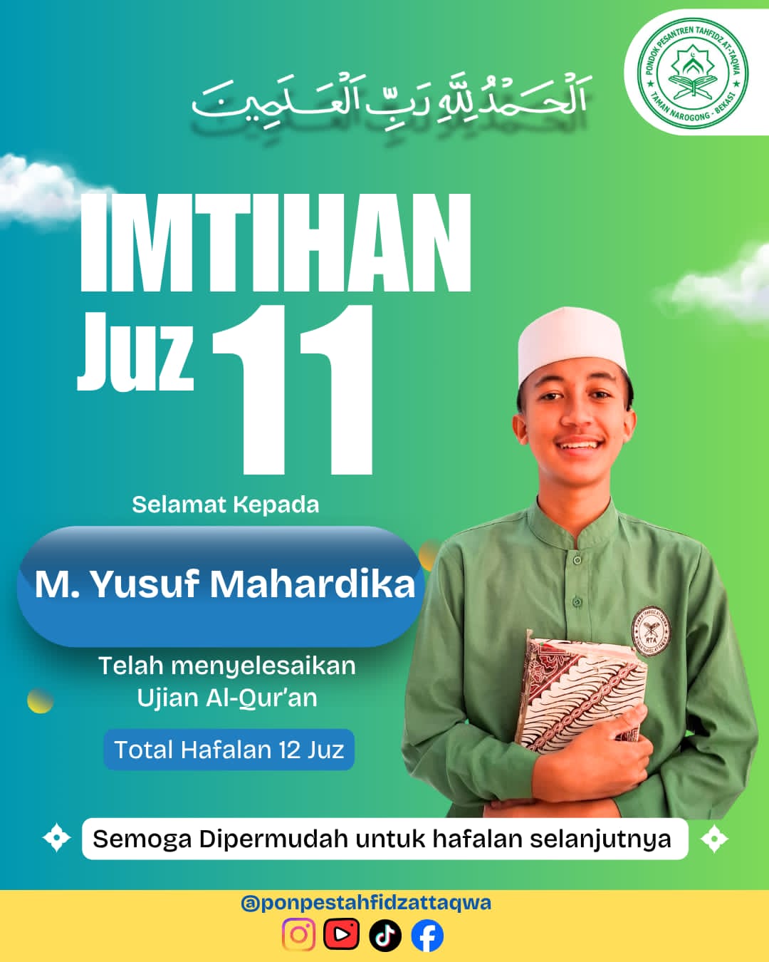 Santri At-Taqwa Selesaikan Imtihan Juz 11 dengan Total Hafalan 12 Juz